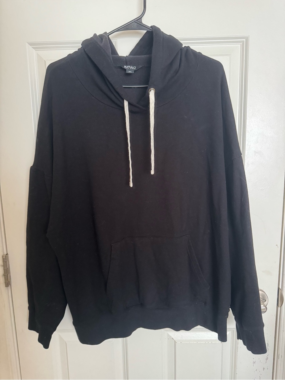 Buffalo David Bitton Black Pullover Hoodie with Contrast Drawcords